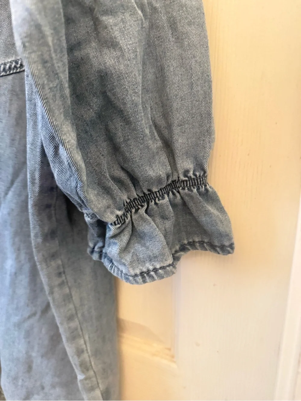 Light Blue Denim Mini Shirt Dress with Button Front - Picture 5 of 5